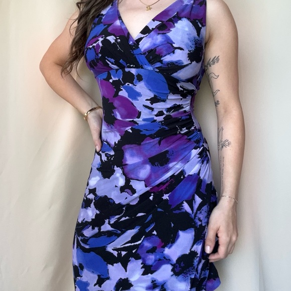 Stylish Purple and Black Sleeveless Dress - Picture 2 of 6